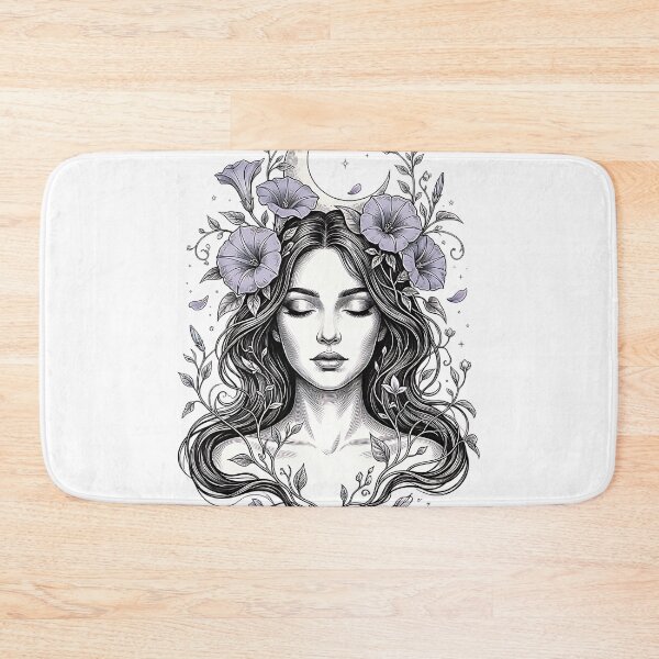 Item preview, Moonflower Muse Celestial Botanical Portrait Graphic designed and sold by InkDriveStudio.