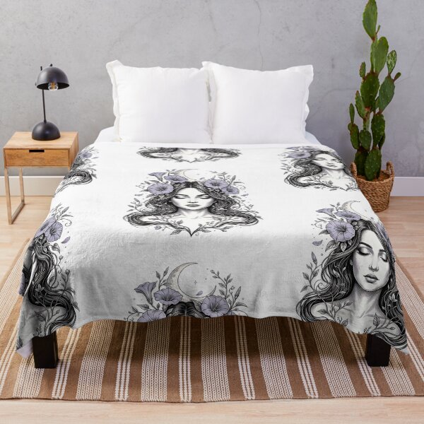 Item preview, Moonflower Muse Celestial Botanical Portrait Graphic designed and sold by InkDriveStudio.