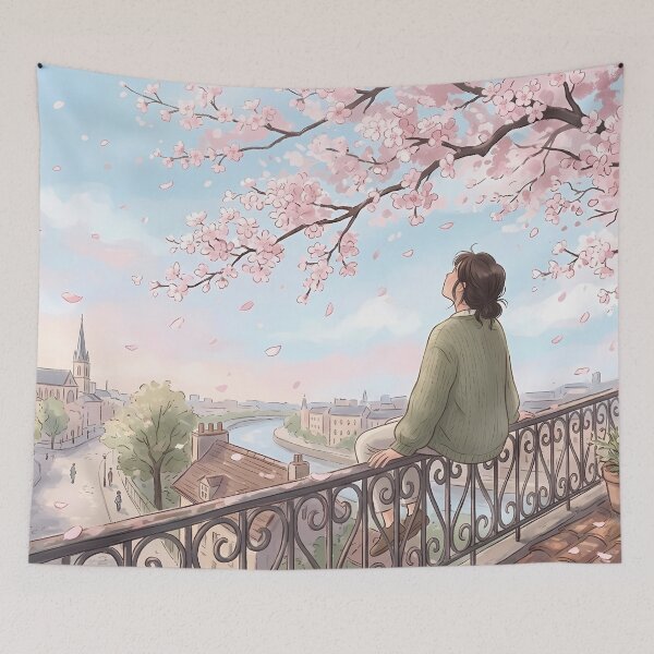 Item preview, Paris Cherry Blossom Balcony designed and sold by RkskArt.