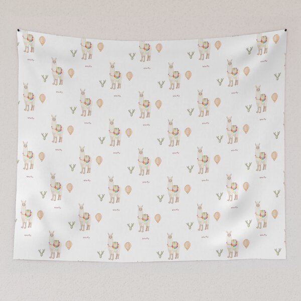 Item preview, Cute Watercolor Llama with Hot Air Balloon White Nursery Pattern designed and sold by svitlaarty.