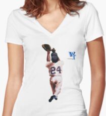 Willie Mays Women's Fitted V-Neck T-Shirt