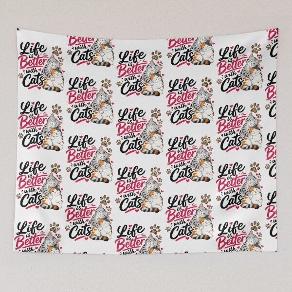 Item preview, Life is better with cats designed and sold by Tiny-Love ⭐⭐⭐⭐⭐.