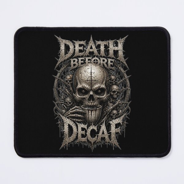 Item preview, Death Before Decaf - Heavy Metal Skeleton Coffee Graphic designed and sold by emiliacreations.