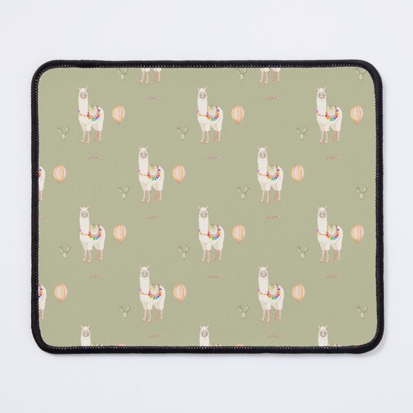 Item preview, Cute Watercolor Llama with Hot Air Balloon Sage Green Pattern designed and sold by svitlaarty.