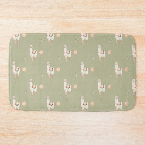 Item preview, Cute Watercolor Llama with Hot Air Balloon Sage Green Pattern designed and sold by svitlaarty.