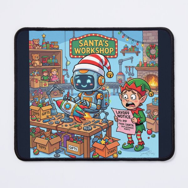 Item preview, Funny AI Replaces Elf Christmas Layoff Notice designed and sold by SmartPuns.
