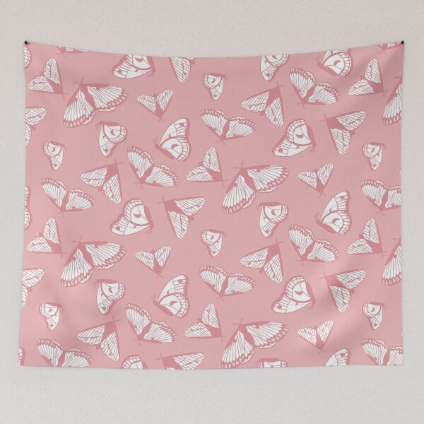 Item preview, White on Pink Tonal Moth Wing Pattern designed and sold by Flora-and-Fable.