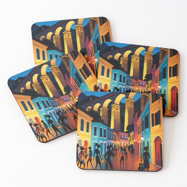 Item preview, Lapa Arches at Night – Rio Bohemian Scene Illustration designed and sold by BrazilArtShop.