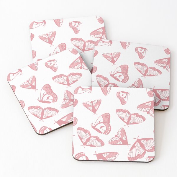 Item preview, Pink on White Tonal Moth Wing Pattern designed and sold by Flora-and-Fable.