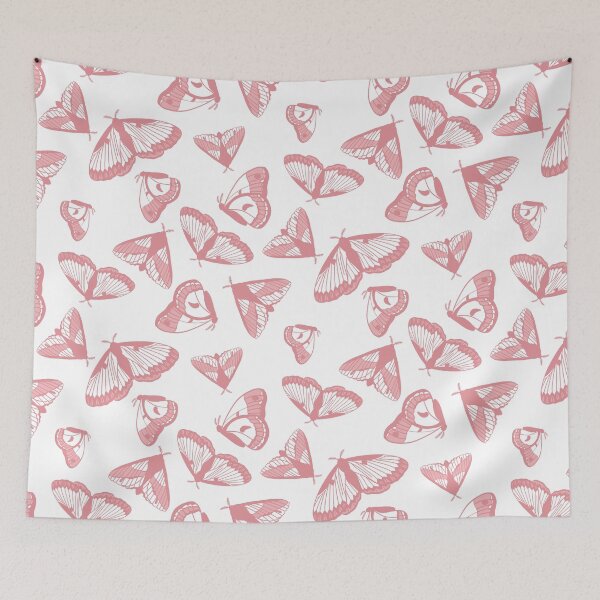 Item preview, Pink on White Tonal Moth Wing Pattern designed and sold by Flora-and-Fable.