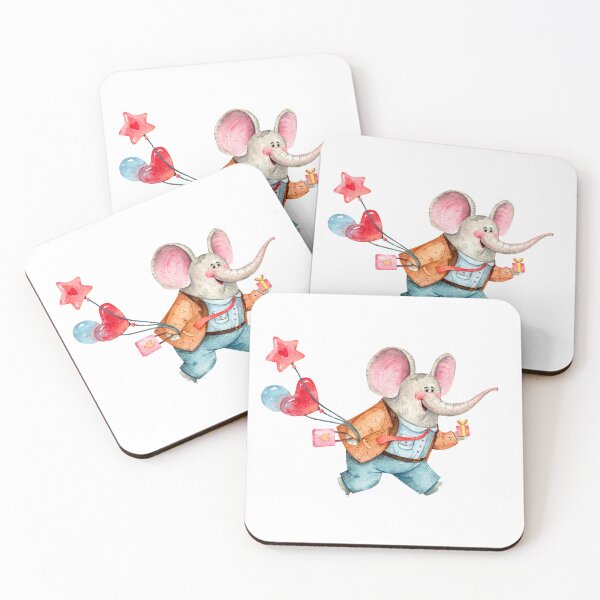 Item preview, Elephant with Balloons and Gift designed and sold by White Rabbit Design .