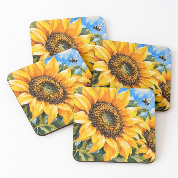 Item preview, Sunflower and Bee – Vibrant Sunflower  Art designed and sold by PrintGo26.