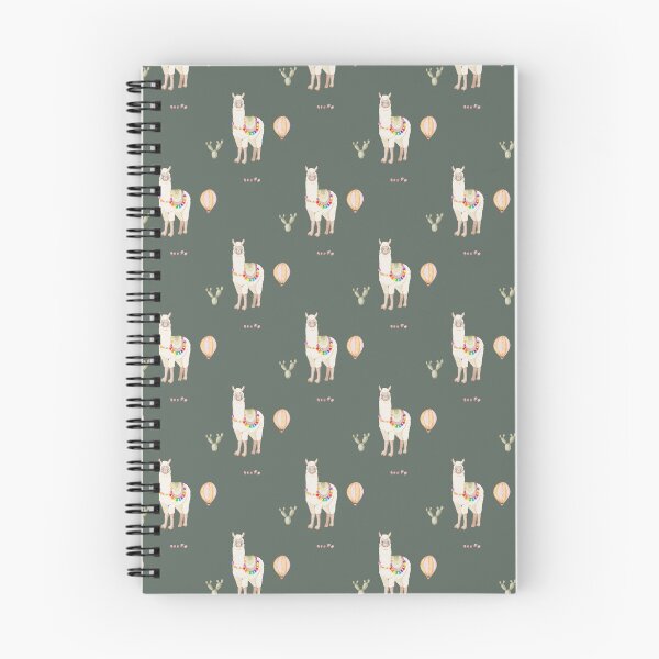 Item preview, Cute Watercolor Llama with Hot Air Balloon Dark Green Pattern designed and sold by svitlaarty.