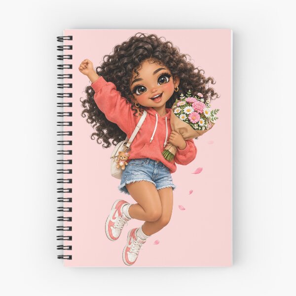 Item preview, Joyful Black Girl Jumping With Spring Flowers Bouquet designed and sold by taogiauco.