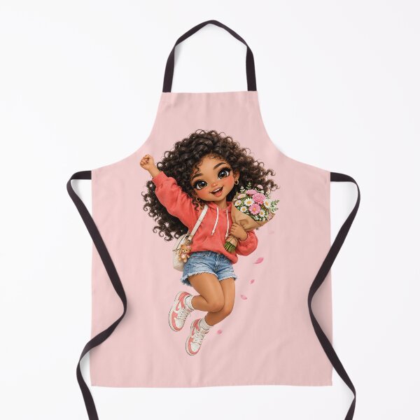 Item preview, Joyful Black Girl Jumping With Spring Flowers Bouquet designed and sold by taogiauco.