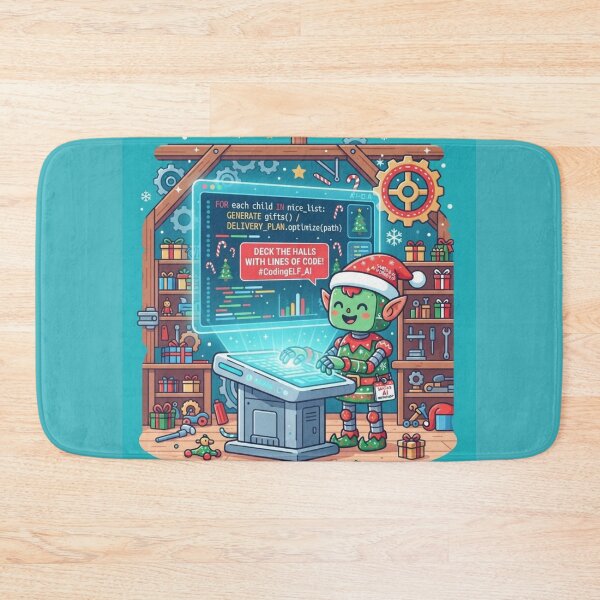 Item preview, Deck The Halls With Lines Of Code Funny Coding Elf AI designed and sold by SmartPuns.