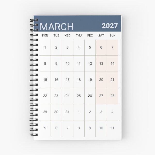 Item preview, March 2027 Scandinavian Minimal style Monthly Calendar grid designed and sold by IuriiVlasenko.