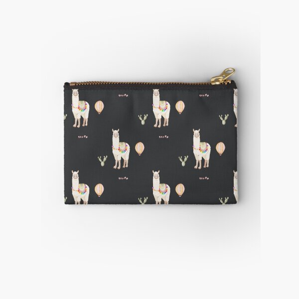Item preview, Cute Watercolor Llama with Hot Air Balloon Black Pattern designed and sold by svitlaarty.