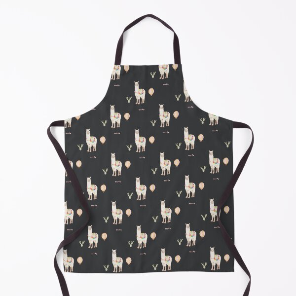 Item preview, Cute Watercolor Llama with Hot Air Balloon Black Pattern designed and sold by svitlaarty.