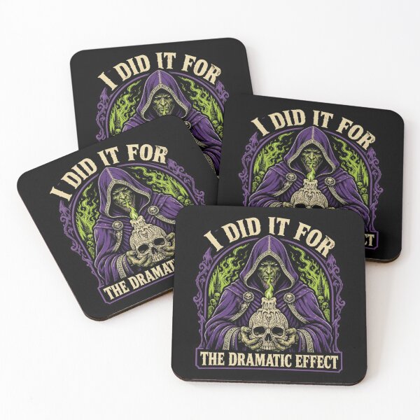 Item preview, I Did It For The Dramatic Effect - 80s Dark Fantasy Necromancer designed and sold by Dice_Goblin_Studio.