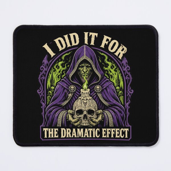 Item preview, I Did It For The Dramatic Effect - 80s Dark Fantasy Necromancer designed and sold by Dice_Goblin_Studio.