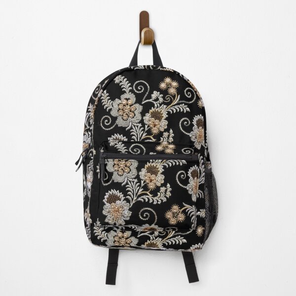 Item preview, Black Velvet Floral Embroidery in Silver and Gold designed and sold by DansCreations42.