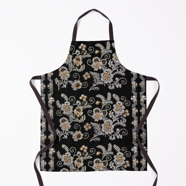 Item preview, Black Velvet Floral Embroidery in Silver and Gold designed and sold by DansCreations42.