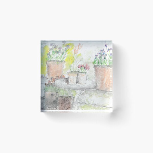 Item preview, Pots of Tulips, Caisson Gardens - watercolour and pencil designed and sold by Mary C Bon Art  .