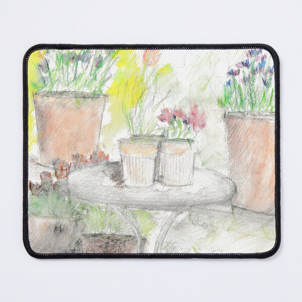 Item preview, Pots of Tulips, Caisson Gardens - watercolour and pencil designed and sold by Mary C Bon Art .