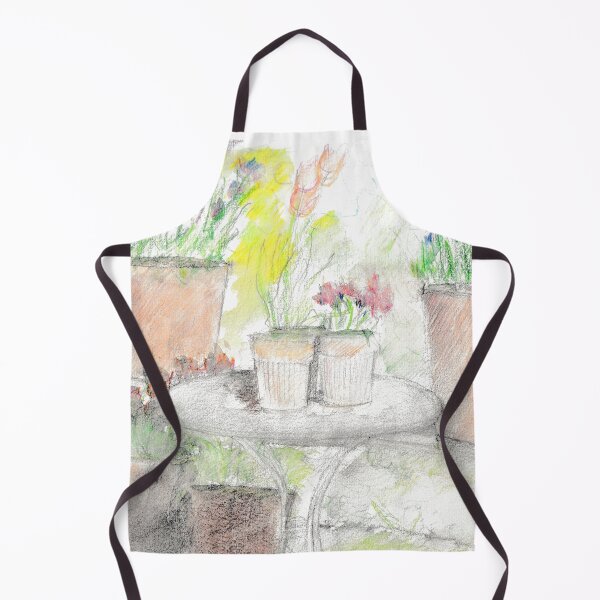 Aperçu de l'œuvre Pots de tulipes, jardins de caissons - aquarelle et crayon créée et vendue par Mary C Bon Art .