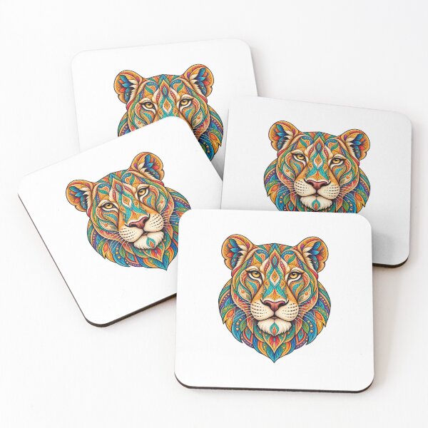 Item preview, Colorful Bohemian Lioness – Ornamental Wildlife Art designed and sold by PeanutGalSean.