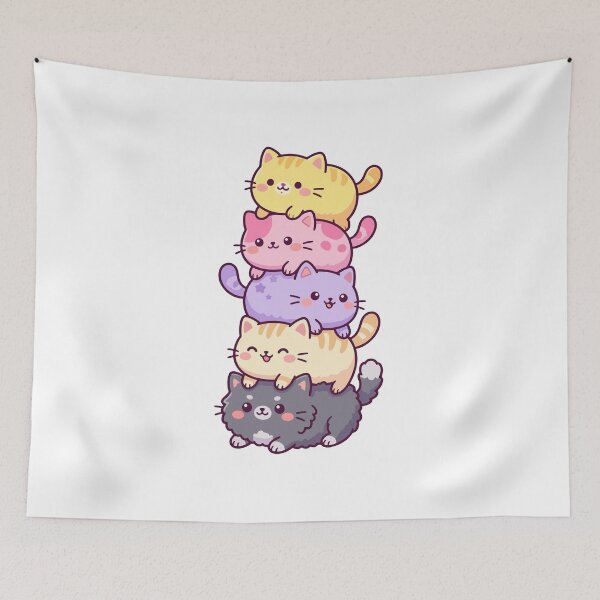 Item preview, Kawaii Cat Stack – Colorful Pastel Kittens designed and sold by AliveStyle.