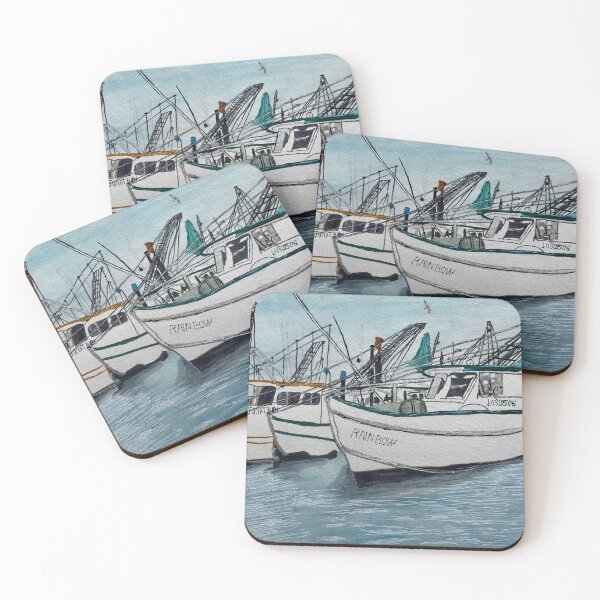 Item preview, Harbor Fishing Boats Watercolor designed and sold by BirdandaBrush.