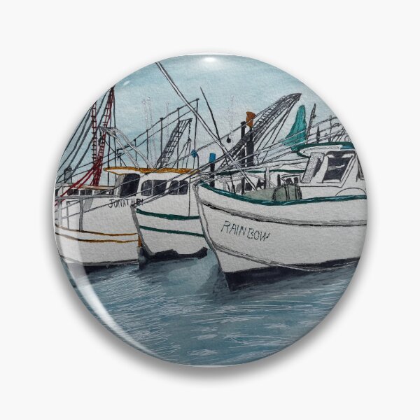 Item preview, Harbor Fishing Boats Watercolor designed and sold by BirdandaBrush.