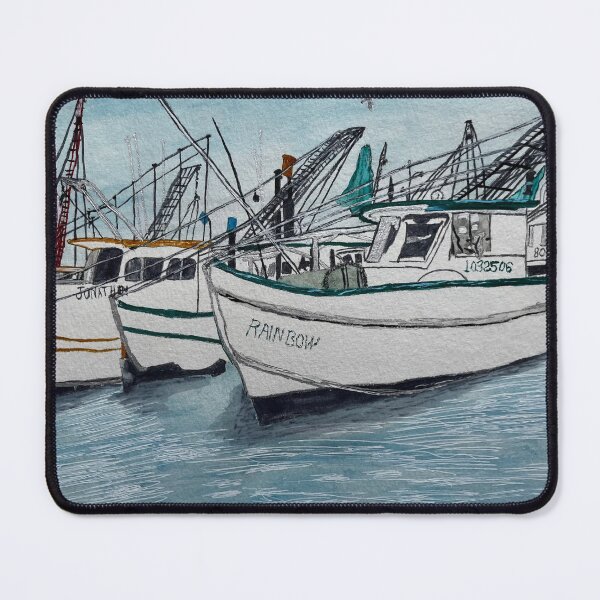 Item preview, Harbor Fishing Boats Watercolor designed and sold by BirdandaBrush.