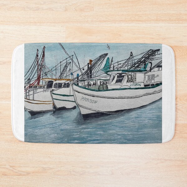 Item preview, Harbor Fishing Boats Watercolor designed and sold by BirdandaBrush.