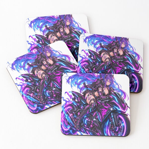 Item preview, Neon Shadow Rider: Cyberpunk Motorcycle Girl designed and sold by Kubbykat.