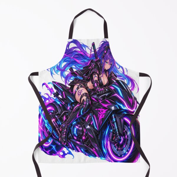 Item preview, Neon Shadow Rider: Cyberpunk Motorcycle Girl designed and sold by Kubbykat.