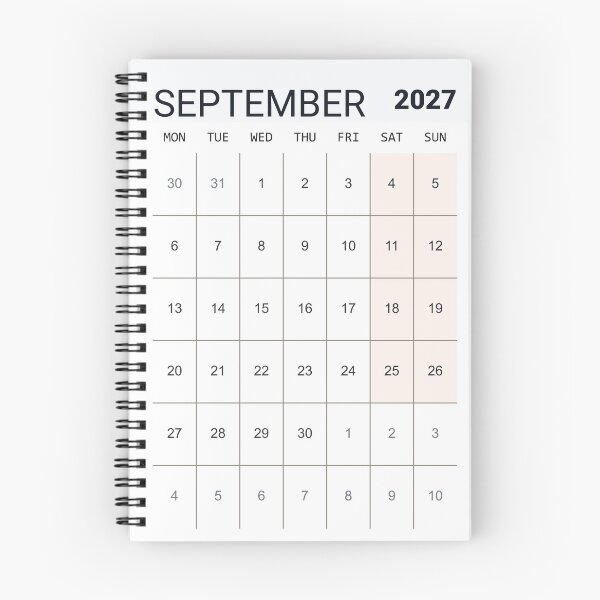 Item preview, September 2027 Scandinavian Minimal style Monthly Calendar grid designed and sold by IuriiVlasenko.
