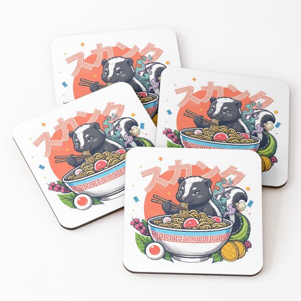 Item preview, Cute Skunk Eating Japanese Ramen Noodles Anime Sticker designed and sold by ORI-ginal Weirdos: The Weirdly Wonderful Crew.