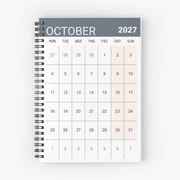 Item preview, October 2027 Scandinavian Minimal style Monthly Calendar grid designed and sold by IuriiVlasenko.