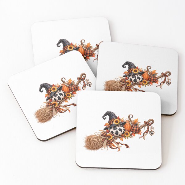 Item preview, Cow Print Witch Broom Autumn Design designed and sold by Wild Ink Studio by Barbara.