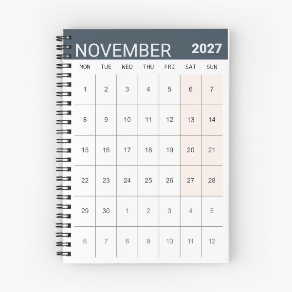 Item preview, November 2027 Scandinavian Minimal style Monthly Calendar grid designed and sold by IuriiVlasenko.