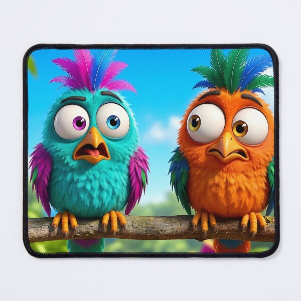 Item preview, two funny 3d birds in the jungle designed and sold by ToxicInkArt.