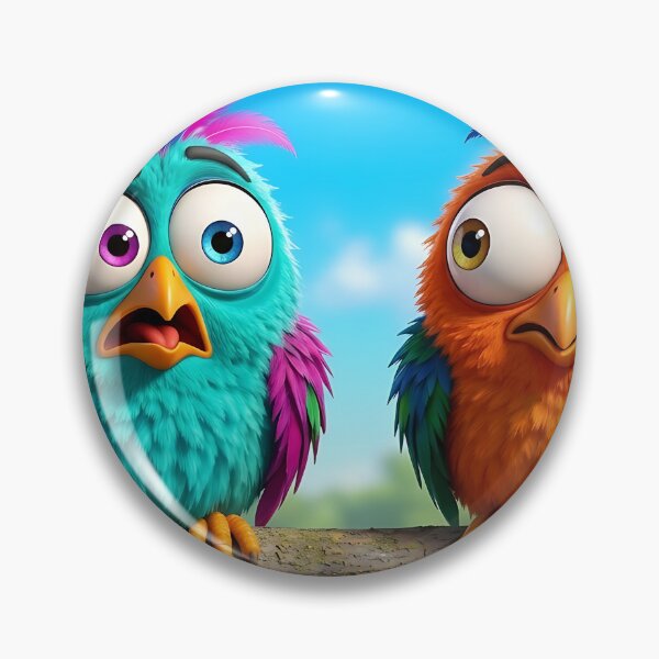 Item preview, two funny 3d birds in the jungle designed and sold by ToxicInkArt.