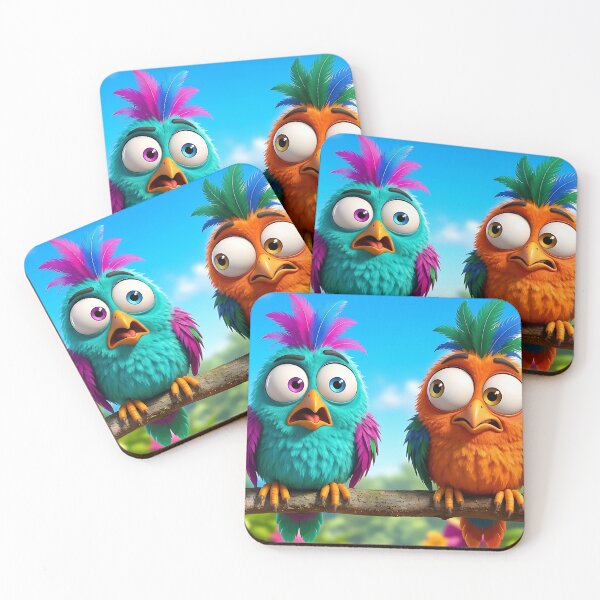 Item preview, two funny 3d birds in the jungle designed and sold by ToxicInkArt.