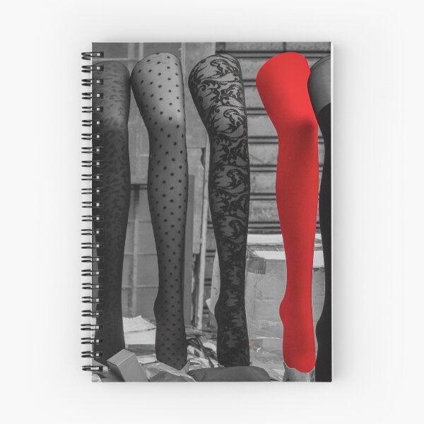 Item preview, Bold Red Stockings Stand Out Among Monochrome Lace Leg wear in Urban Fashion Display Studio Shoot designed and sold by Nmallia.