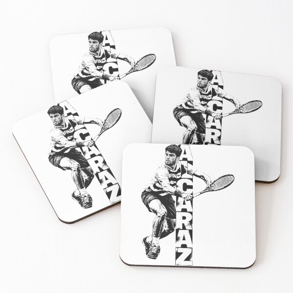 Item preview, Carlos Alcaraz Tennis Action Graphic Vertical Text Portrait designed and sold by dartoffofo⭐⭐⭐⭐⭐.