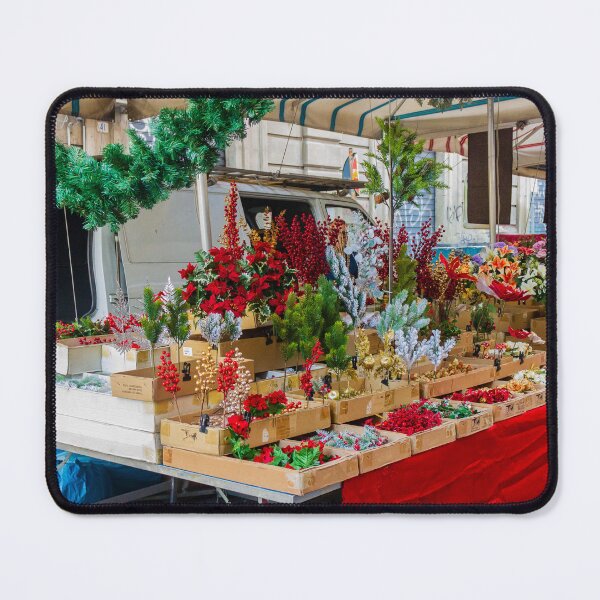 Item preview, Festive Flower Market Stall Display With Wreaths, Colorful Arrangements, Seasonal Decor, And Vibrant Flora's designed and sold by Nmallia.