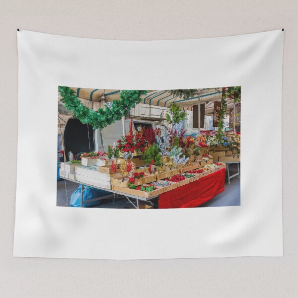 Item preview, Festive Flower Market Stall Display With Wreaths, Colorful Arrangements, Seasonal Decor, And Vibrant Flora's designed and sold by Nmallia.